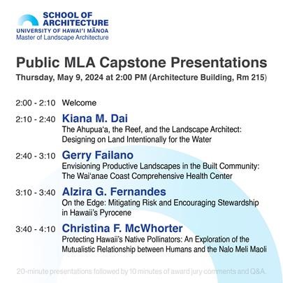Spring 2024 MLA Capstone Presentations - May 9, 2024